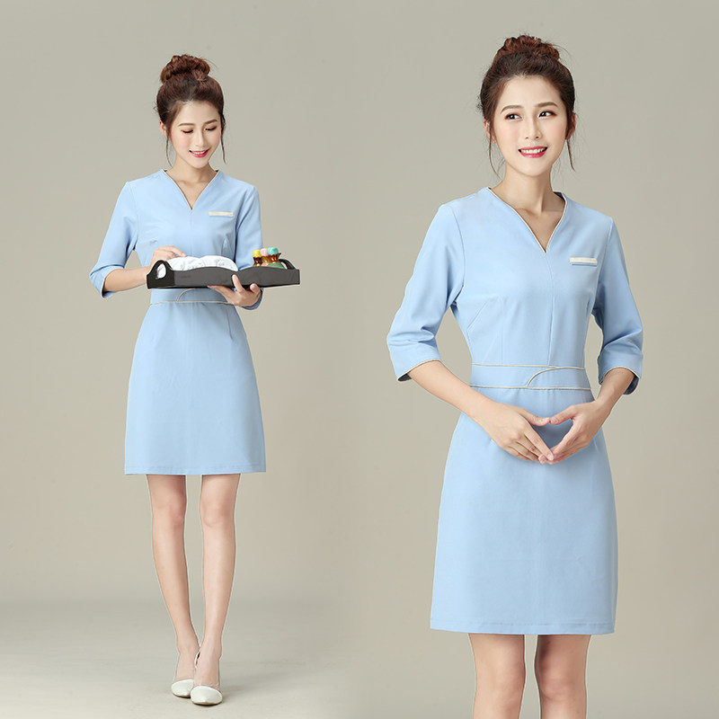 秋季養生館美容院工作服裝女新款冬時尚足療浴店按摩美容技師套裝