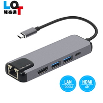 Type-C TO HDMI high-definition converter RJ45 one thousand trillion network card USB3 0HUB type-c charged
