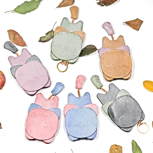 Ключница, милая вместительная и большая универсальная сумка через плечо, замок, «сделай сам», кот, из натуральной кожи, популярно в интернете