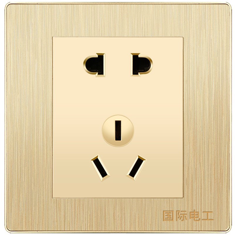 Wall switch socket panel household concealed 86 type champagne gold one open with 5 five holes two three