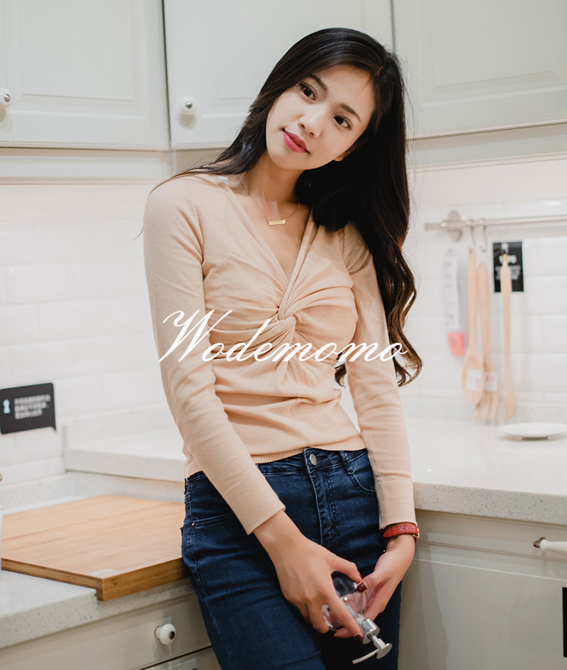 2018 đầu mùa thu mới Liu Wei với cùng một đoạn hoang dã V-Cổ đan áo sơ mi là mỏng đáy dài tay áo thun áo len phụ nữ áo kiểu nữ cao cấp