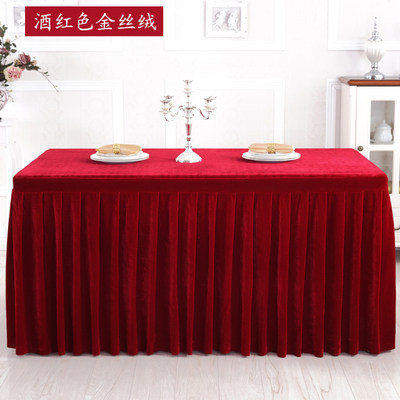 Customized thickening gold velvet table cloth table skirt wedding to tablecloth rectangular exhibition table set cold dining table skirt