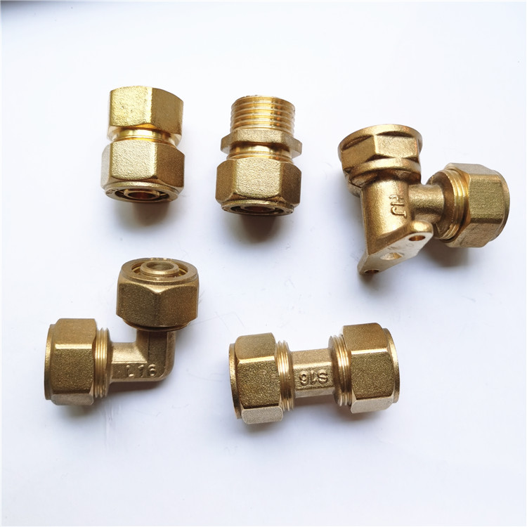 Total copper solar pipe connector 1216 geothermal pipe aluminium plastic pipe fitting swivel inner tooth external tooth three-way connector
