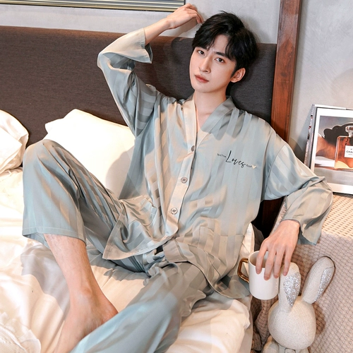 Демисезонная пижама, шелковый высококлассный лонгслив, комплект, 2024 года