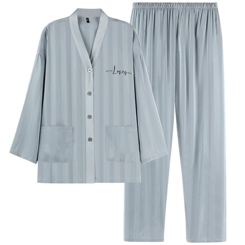 Демисезонная пижама, шелковый высококлассный лонгслив, комплект, 2024 года