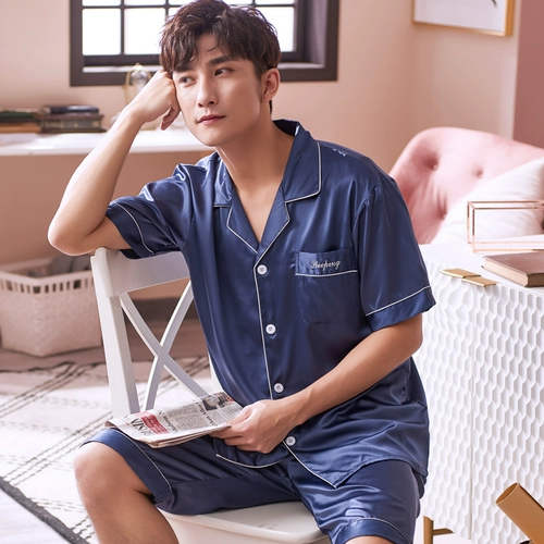乐姿梦 Летняя пижама, шелковые шорты, комплект, короткий рукав, изысканный стиль, большой размер