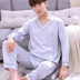 khe cắm bộ đồ ngủ Mens Xuân Thu Silk Long Sleeve hai mảnh bộ Hàn Quốc phiên bản lụa băng mỏng trẻ cộng với sân nhà quần áo. 