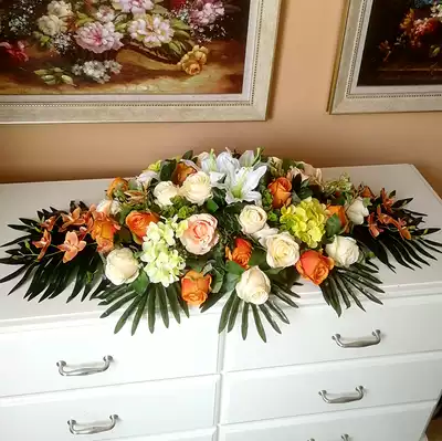 Silk flower long conference table decoration decoration simulation flower table flower business table flower fake flower long table table place flower arrangement