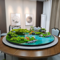 Round table in the middle of the hotel dining table central vase bonsai electric turntable handicraft garden design