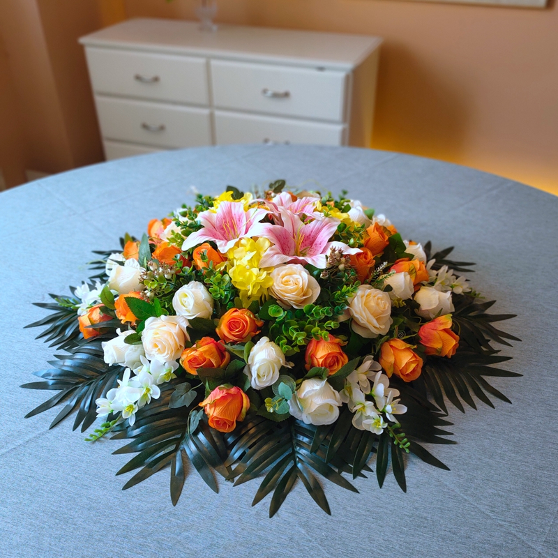 New special price large hotel silk flower electric turntable floral decoration flower arrangement round table flower table flower ornament flower ornament flower