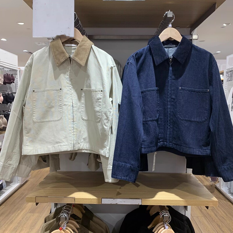 Fitting Room Product Autumn Casual Zipper Short Jacket Lapel Jacket Top for Women 479208/487516/488787