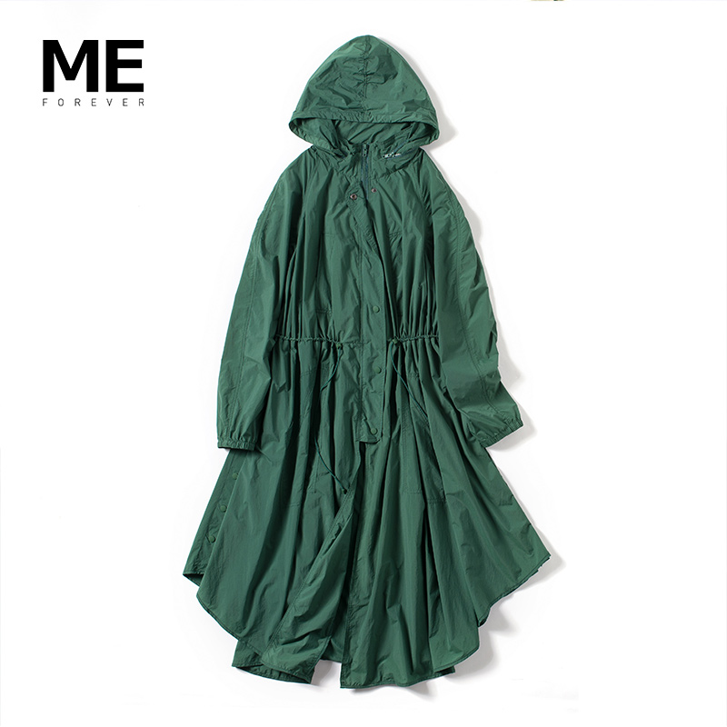 Đúng My Eternity 2019 mùa xuân và mùa thu mới Thin Hood trung dài Vẽ áo gió Coat phụ nữ 1831A43001