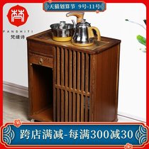 Solid Wood tea cabinet under the bucket with automatic induction cooker restaurant side cabinet storage rack locker tea car