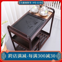 Black sandalwood tea car solid wood Mobile tea table Wujin Stone tea tray with induction cooker kung fu tea set table one