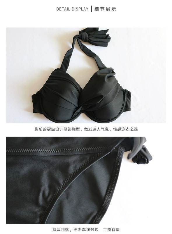 Áo tắm sóng nhiệt Heatwave nữ màu đen gợi cảm bikini nhỏ ngực tập hợp bộ đồ bơi mỏng chia 81773 - Bikinis