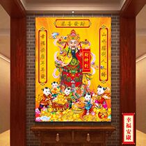 High-end Wen Wealth God Zhaocai Painting Bar Wealth Statue Background Merchant Shop Five-way God of Wealth Portrait