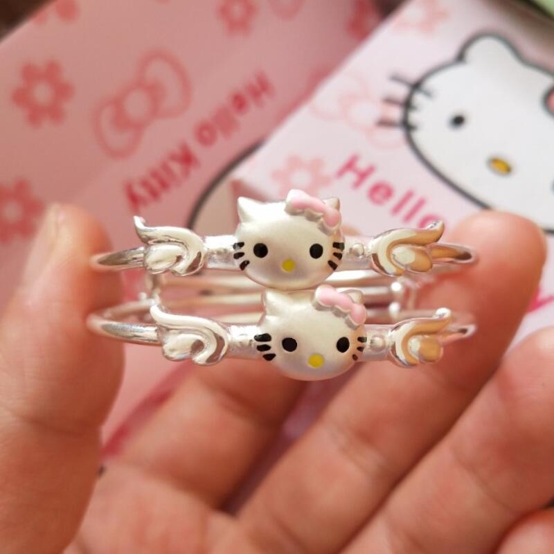 S990 bé sterling bạc vòng đeo tay hellokitty hello kitty bạc vòng đeo tay nữ con con trăng tròn món quà sinh nhật