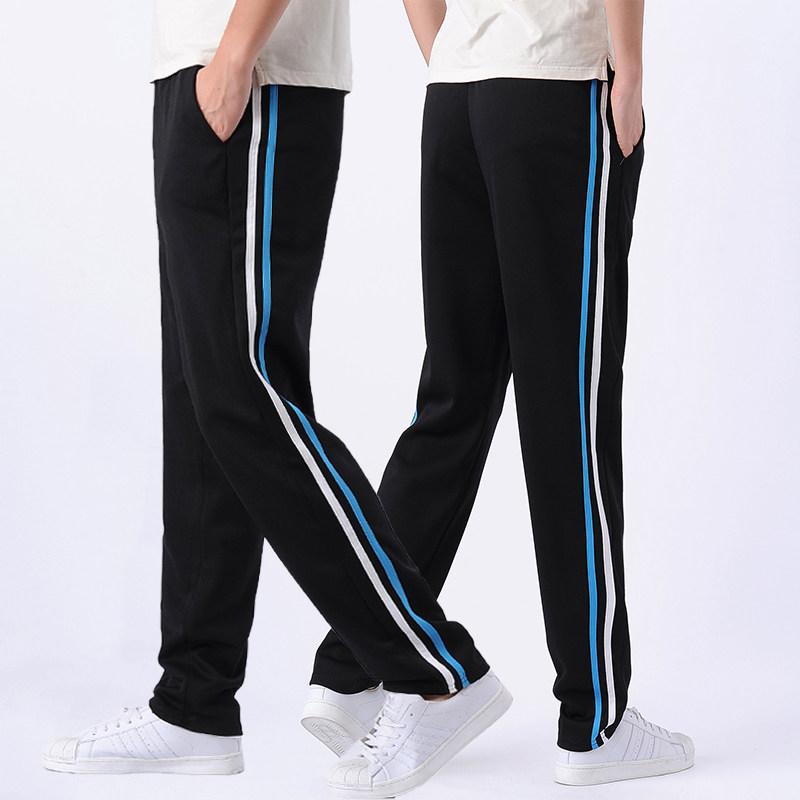 School Uniform Pants Blue White Bar Two Bars Straight Barrel Sports Men And Women Junior High Primary And Middle School Raw White Blue Striped Sports School Pants