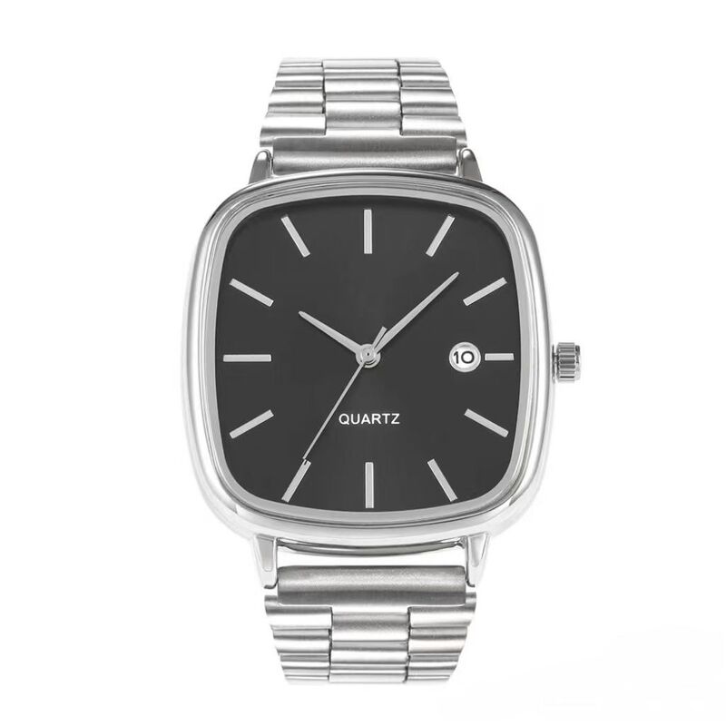 1Pcs Unbranded Neutral Couple Watch with Strap, Vintage Silver Small Square Watch with Calendar, Unisex Commuter Wristwatch, Black 1Pcs Unbranded Neutral Couple Watch with Strap, Vintage Silver Small Square Watch with Calendar, Unisex Commuter Wristwatch, Black