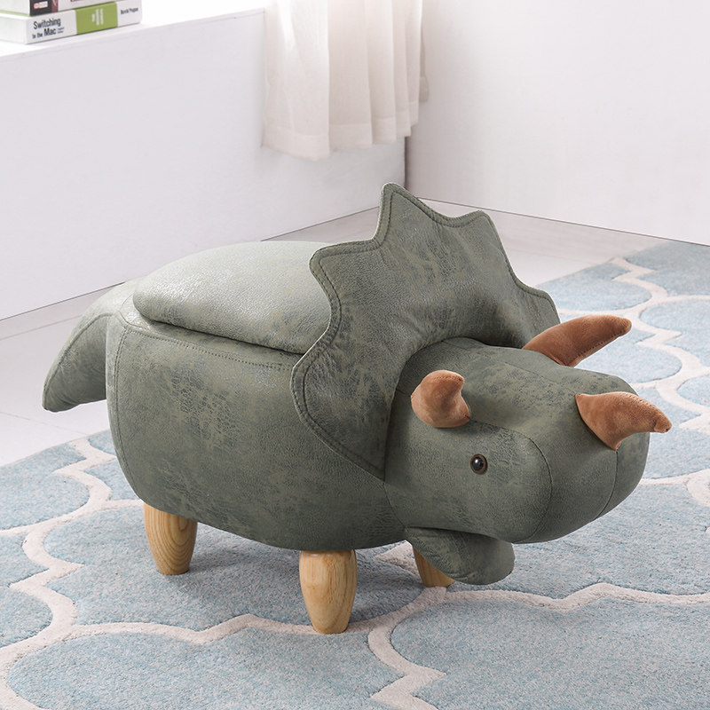 Simple Nordic animal solid wood dinosaur changing shoe stool storage low stool test shoe stool sofa stool small stool storage footstool