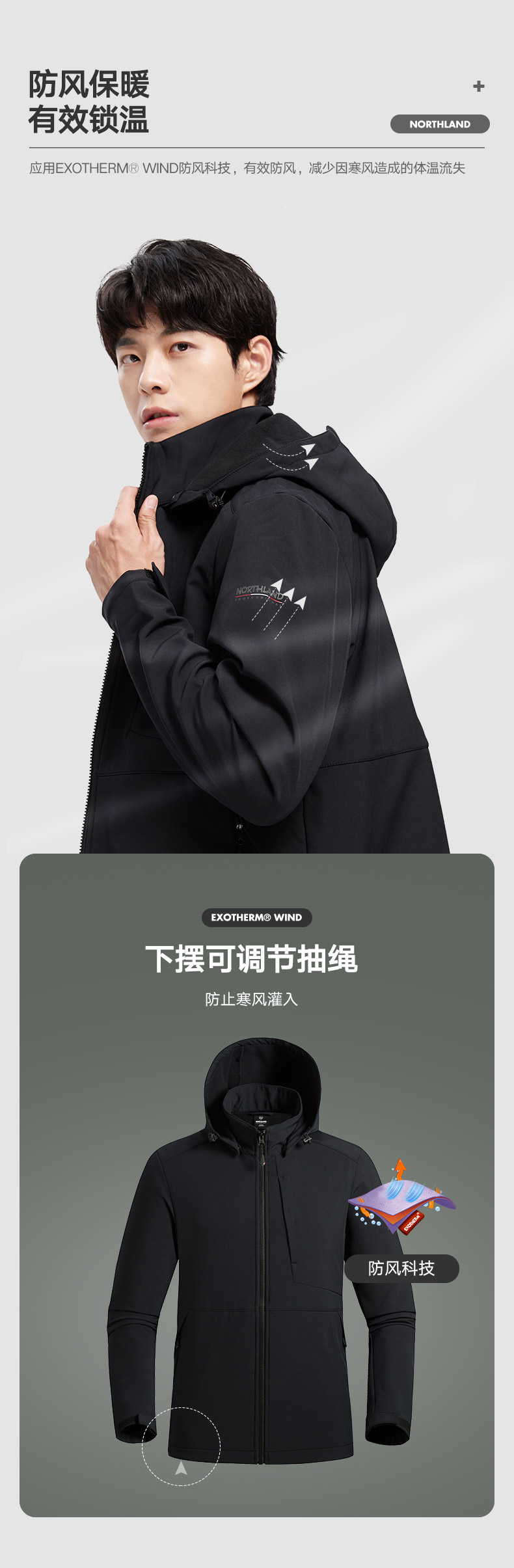 奥地利国宝级品牌 诺诗兰 男士防风防水 四面弹力软壳外套 图4