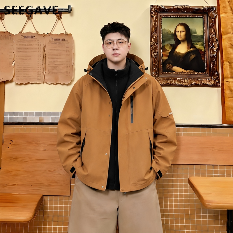 Fatman Trendy 140kg Plus Size 3-in-1 Men's Outdoor Hooded Windproof Fleece-Lined Warm Jacket Fatman Trendy 140kg Plus Size 3-in-1 Men's Outdoor Hooded Windproof Fleece-Lined Warm Jacket