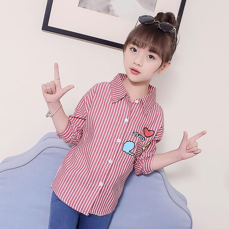 áo Girl dài tay sọc dài vừa áo khoác Hàn Quốc phiên bản lớn bông con áo trẻ em của thủy triều áo phía dưới.