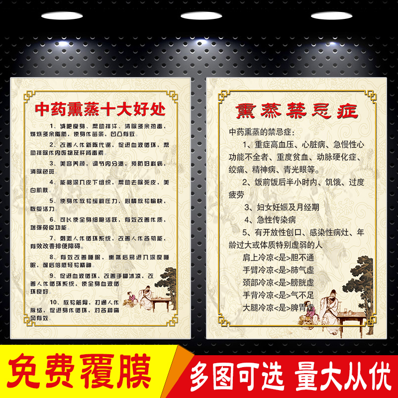 Traditional Chinese Medicine Wellness Museum Traditional Chinese Medicine Fumigation Picture Poster for Herbal Medicine Fumigation Painting Platoon Cold And Wet  Benefits Efficacy Physiotherapy Advertising Sticker