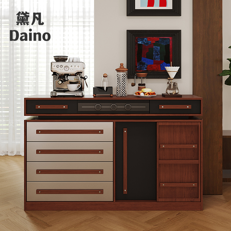 Bauhaus Sideboard Multifunctional Solid Wood Side Cabinet Living Room Wall-Mounted Living Room Coffee Bar Integrated Cabinet Small Apartment