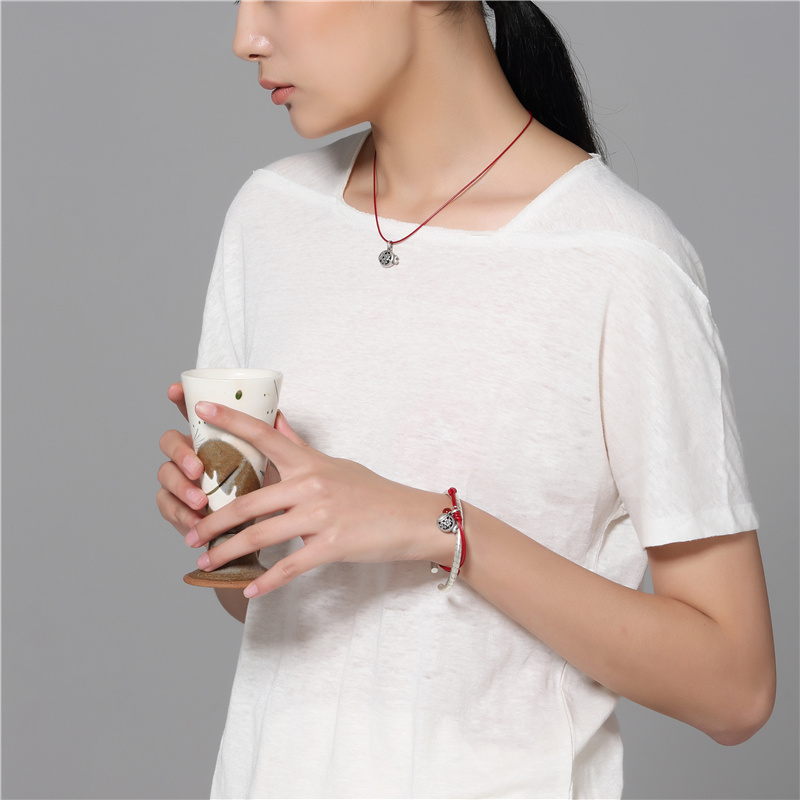 Sterling Bạc Trang Sức Handmade Heavenly Có Nhu Cầu Tim Sutra Vòng Đeo Tay Mở Matte S990 Quà Tặng Thánh Đóng Cửa vòng đá phong thủy