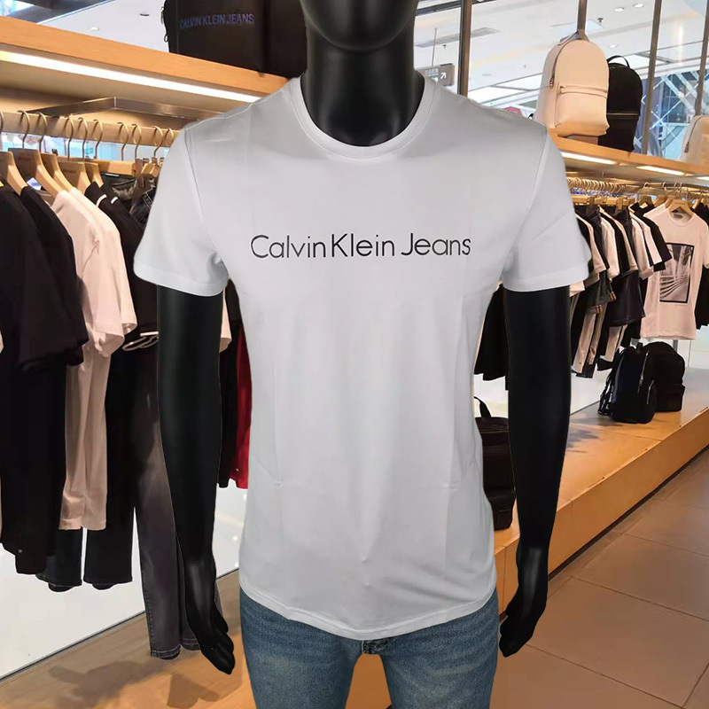 {Outlet Selection} Ck Short-Sleeve T-Shirt for Men, Casual Crew Neck, Pure Cotton, Plus Size, Slim Fit, Youth Ck T-Shirt, Men's Top, Half-Sleeve
