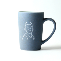 Polaroid fish ceramic mug Water cup (to TAs basketball dream series)Custom carved cup dormitory cup