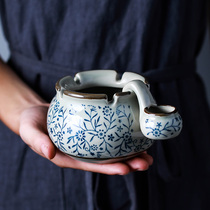 Polaroid fish Japanese hand-painted blue and white ceramic ashtray with sink Personality creative gift Home living room bedroom