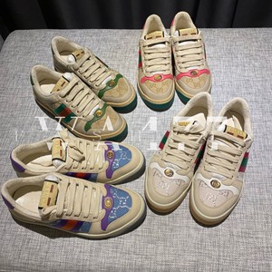 WA477 国内现货 Gucci 古奇小脏鞋棕色复古红绿条纹做旧运动板鞋