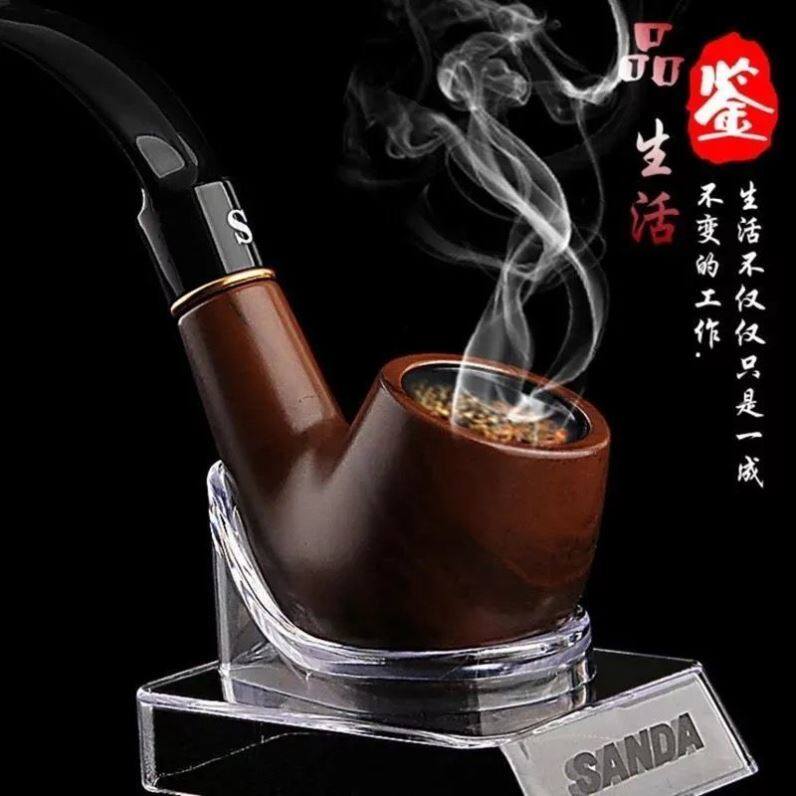 Tobacco Fighting Artisanal Solid Wood Tobacco Fighting Stone Nwood Wood Grain Smoke Pan Old Traditional Dry Smoke Bucket Smoking Bag Men Special Smoking Bucket Bag