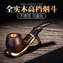 Full wood smoke infighting solid wood old upscale mens manual cigarette holder filter washable Nangwood copper boiler dual-use smoke