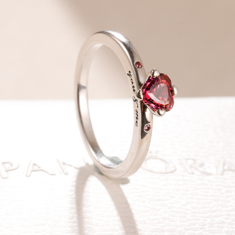 Pandora Pandora Bạn và chiếc nhẫn trái tim màu đỏ của tôi nữ 925 sterling bạc ngón tay nhẫn xếp chồng lên nhau 196574CZRMX mẫu nhẫn cưới đẹp 2020