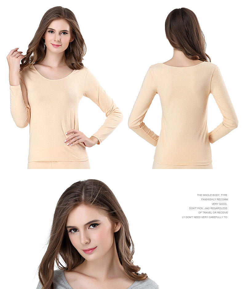 Lin Laosan quần áo ấm của phụ nữ cơ sở cotton đơn áo sơ mi cổ tròn áo len cotton bó sát phần mỏng màu mùa thu quần áo giữ nhiệt