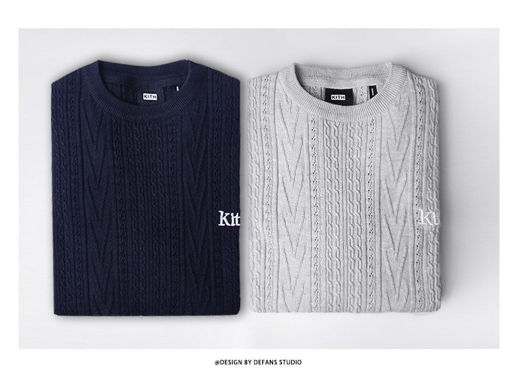 Defans kith mishio knit shirt British college style thin base pullover sweater men's autumn/winter sweater