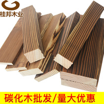 Outdoor anti-corrosive wood decarbonated wood flooring keel deep carbonated charcoal burning column flower solid wood board grape shelf door head