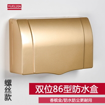 Outdoor double double socket waterproof box champagne gold switch socket splash box bathroom power socket protective cover