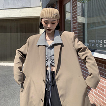 How Mo oversize long loose suit jacket female spring and autumn 2021 new niche Korean top