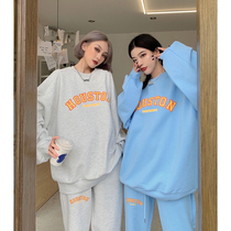 How to foam autumn fashion leisure sports suit female two-piece spring and autumn American fashion brand sweater casual pants pants