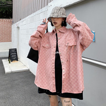 How Mo 2021 New checkerboard shirt female design sense niche early autumn casual shirt retro top ins ins