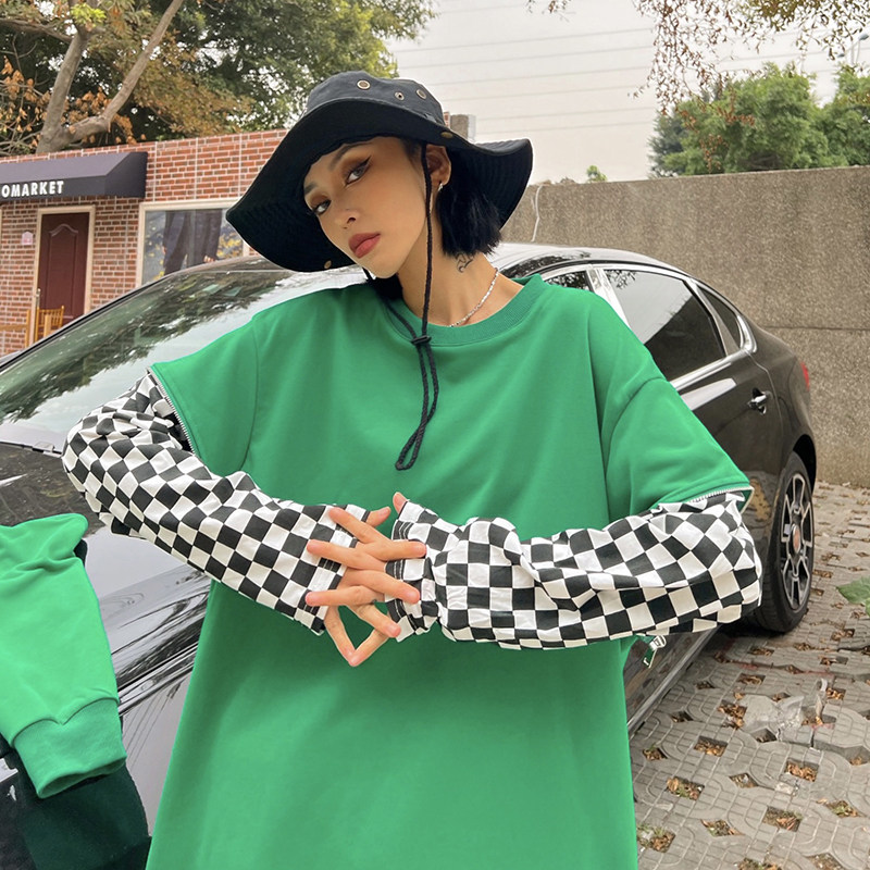 How to foam Lazy Breeze Small Crowdstitch Thin thick cotton T Women 2022 Spring new loose green blouses