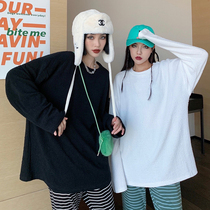 How to make a small crowdsourced round collar white undershirt female inner hitch long sleeve autumn and winter style relaxed ocean qi 100 lap t-shirt street tide