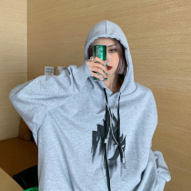 How Mo vintage2021 year new sweater female spring and autumn thin loose lazy wind hooded coat tide ins