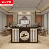 Solid wood Retro new Chinese style cashier Bar Bar Foot bath Teahouse Restaurant Beauty health hall Hotel reception desk Front desk