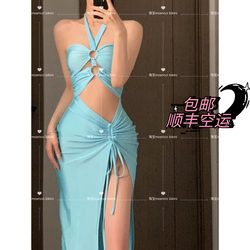 mosricci European and American ins sexy hollow long skirt split swimsuit women's beach vacation slimming covering the pure lust style
