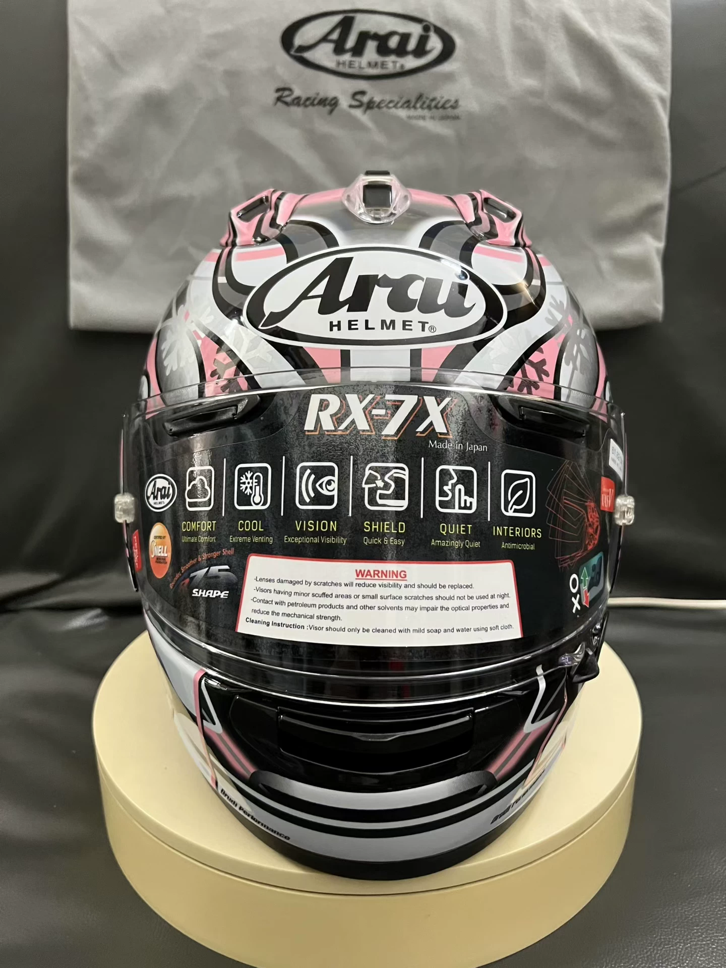 Шапка мотоциклетная Arai Rx7x Pink Fong для мужчин и женщин, универсальная на все сезоны